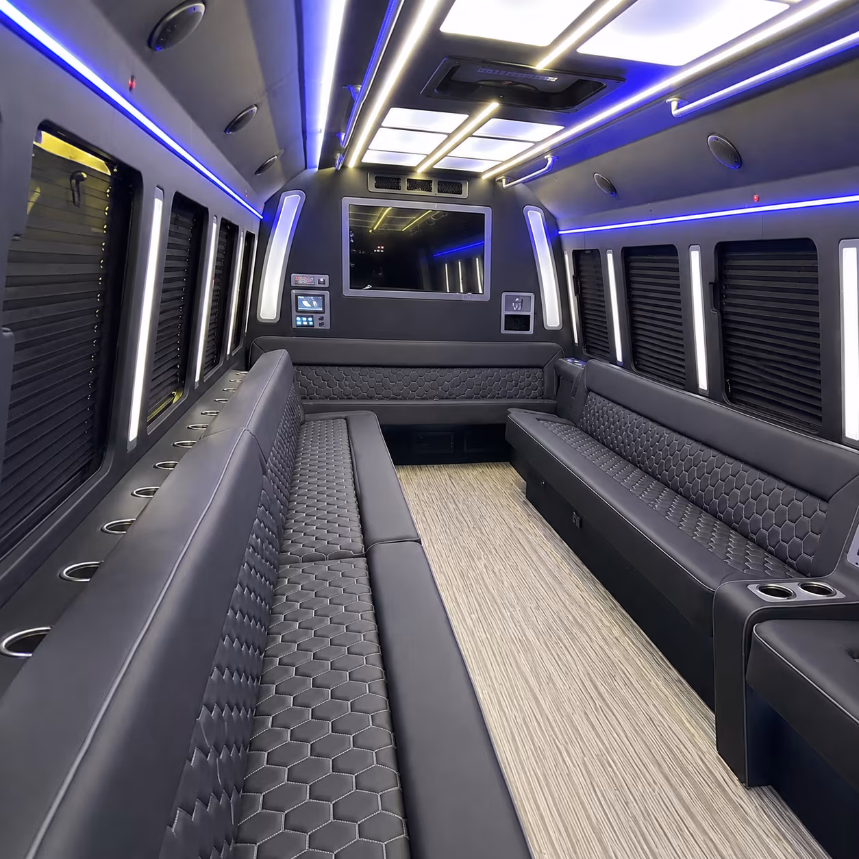 cranston 40 passenger party bus inside