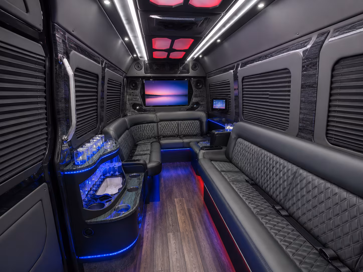 cranston 50 passenger party bus interior